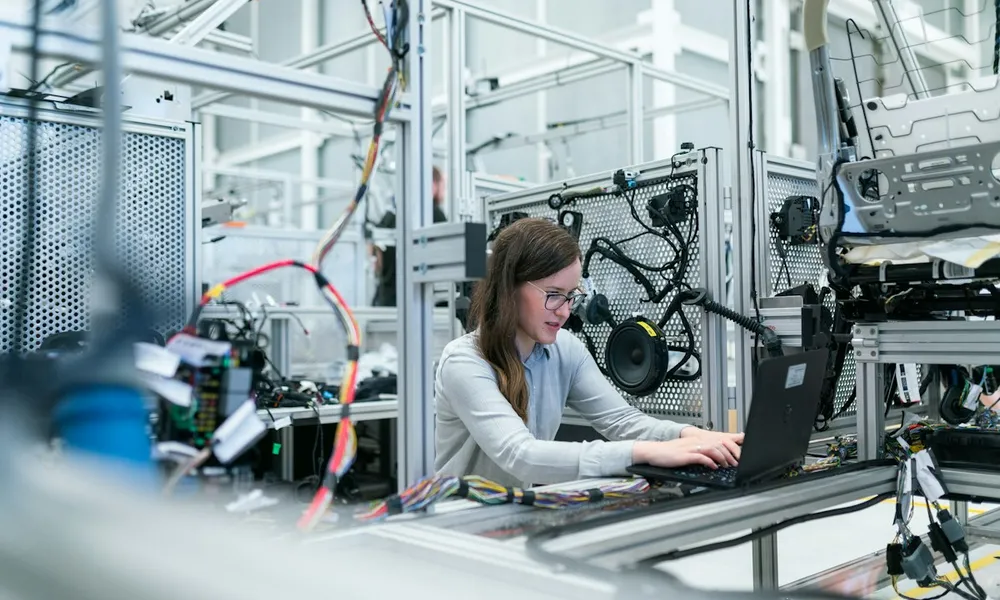 Engineer working with automation equipment